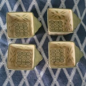 Temp-Tations Green and Cream Ceramic Ramakin Bowl Set